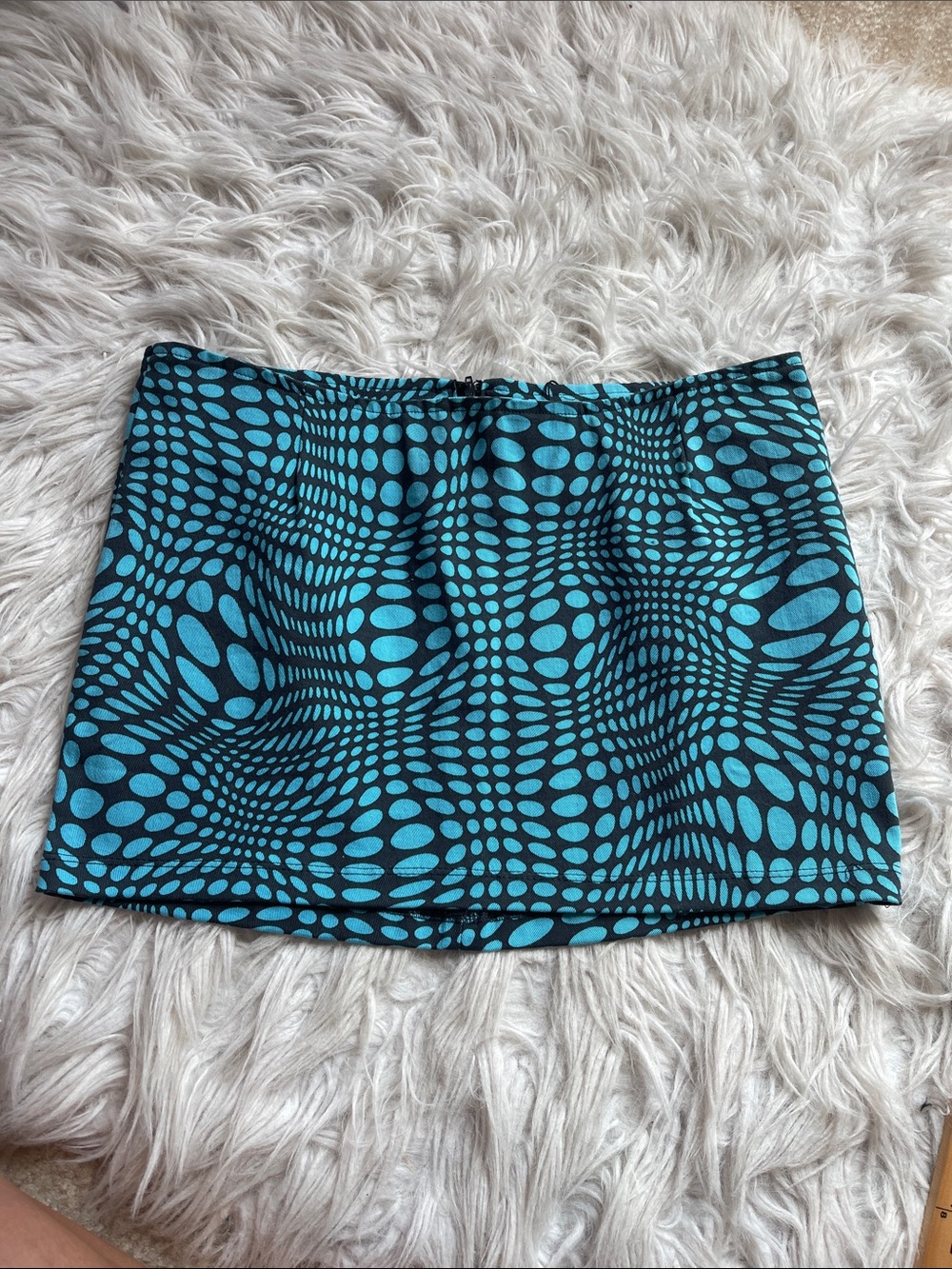 Motel Rocks Teal and Black Optical-Print Mini Skirt